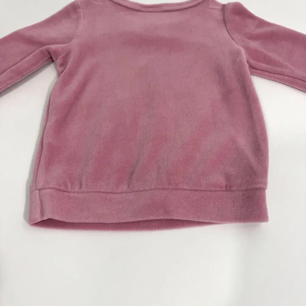 First Impressions Baby Girls Size 3-6 Months Pink Bow Graphic Velour Sweatshirt - Picture 8 of 8